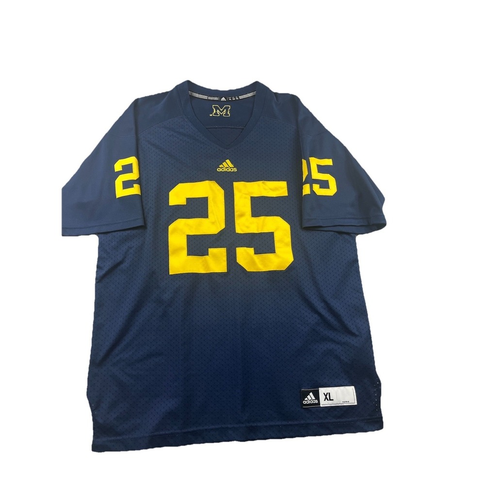Adidas Michigan Wolverines Football Jersey Blue #25 NCAA University Men's XL